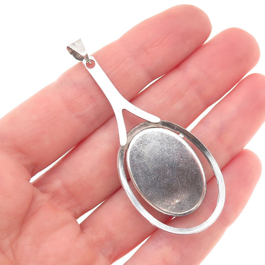 925 Sterling Silver Vintage Israel Real Eilat Modernist Oxidized Pendant