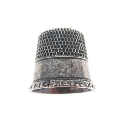 STERN BROTHERS Sterling Silver Antique Art Deco Oxidized Sewing Thimble Size 8