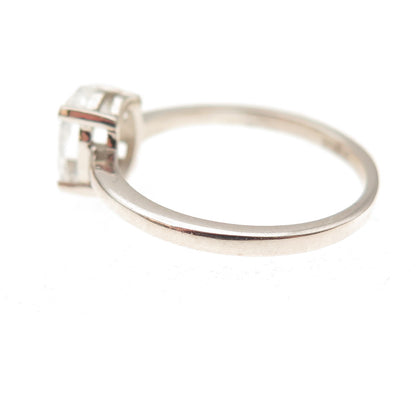 Dazzlers 925 Sterling Silver Real Oval-Cut White Topaz Engagement Ring Size 7