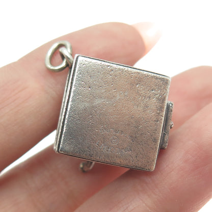 DANECRAFT Sterling Silver Antique Coffee Grinder Mechanical Minimalist Pendant