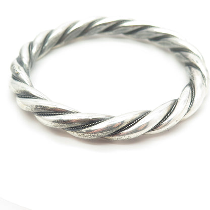 925 Sterling Silver Vintage Twisted Bangle Bracelet 7"