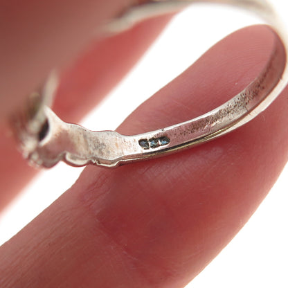 925 Sterling Silver Vintage Irish Claddagh Oxidized Ring Size 6.75