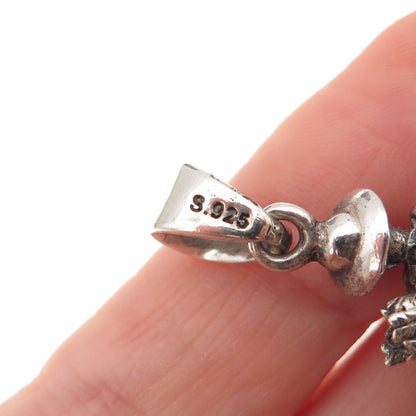 925 Sterling Silver Vintage Skeleton Warrior Oxidized 3D Pendant