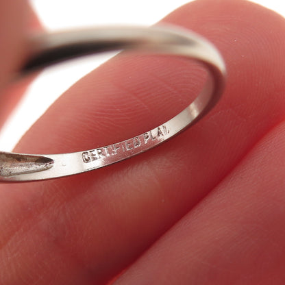 Antique Art Deco Platinum Real Round-Cut Diamond Ring Size 7