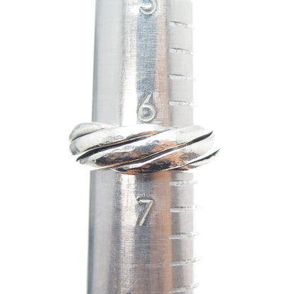 925 Sterling Silver Vintage Mexico Oxidized Braided Band Ring Size 6.75