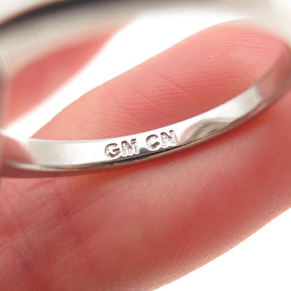 925 Sterling Silver Vintage Red & White C Z Bohemian Ring Size 8