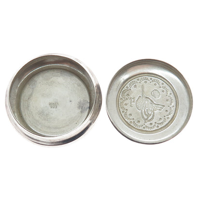 SENER 900 Silver Vintage Allah Religious Oxidized Pill Box