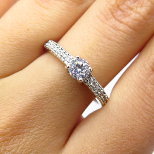 925 Sterling Silver Round-Cut C Z Engagement Ring Size 7.25