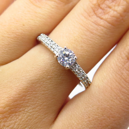 925 Sterling Silver Round-Cut C Z Engagement Ring Size 7.25