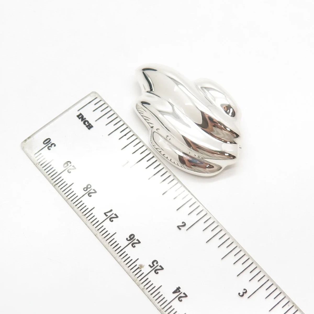 925 Sterling Silver Vintage Mexico Ribbed Pin Brooch
