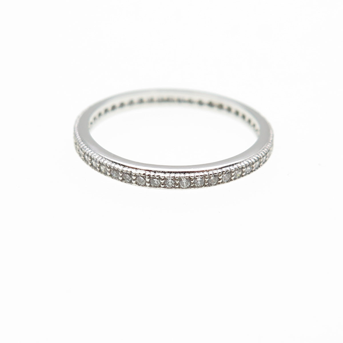 925 Sterling Silver Round-Cut C Z All Around Eternity Stackable Band Ring Size 6