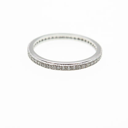925 Sterling Silver Round-Cut C Z All Around Eternity Stackable Band Ring Size 6