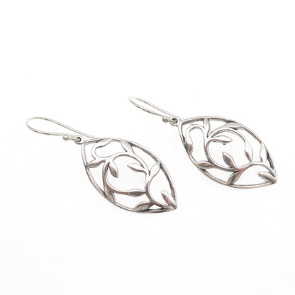 925 Sterling Silver Vintage Floral Dangle Earrings