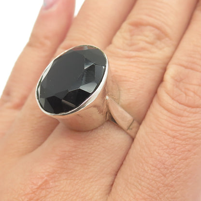 925 Sterling Silver Vintage Real Smoky Quartz Statement Ring Size 7