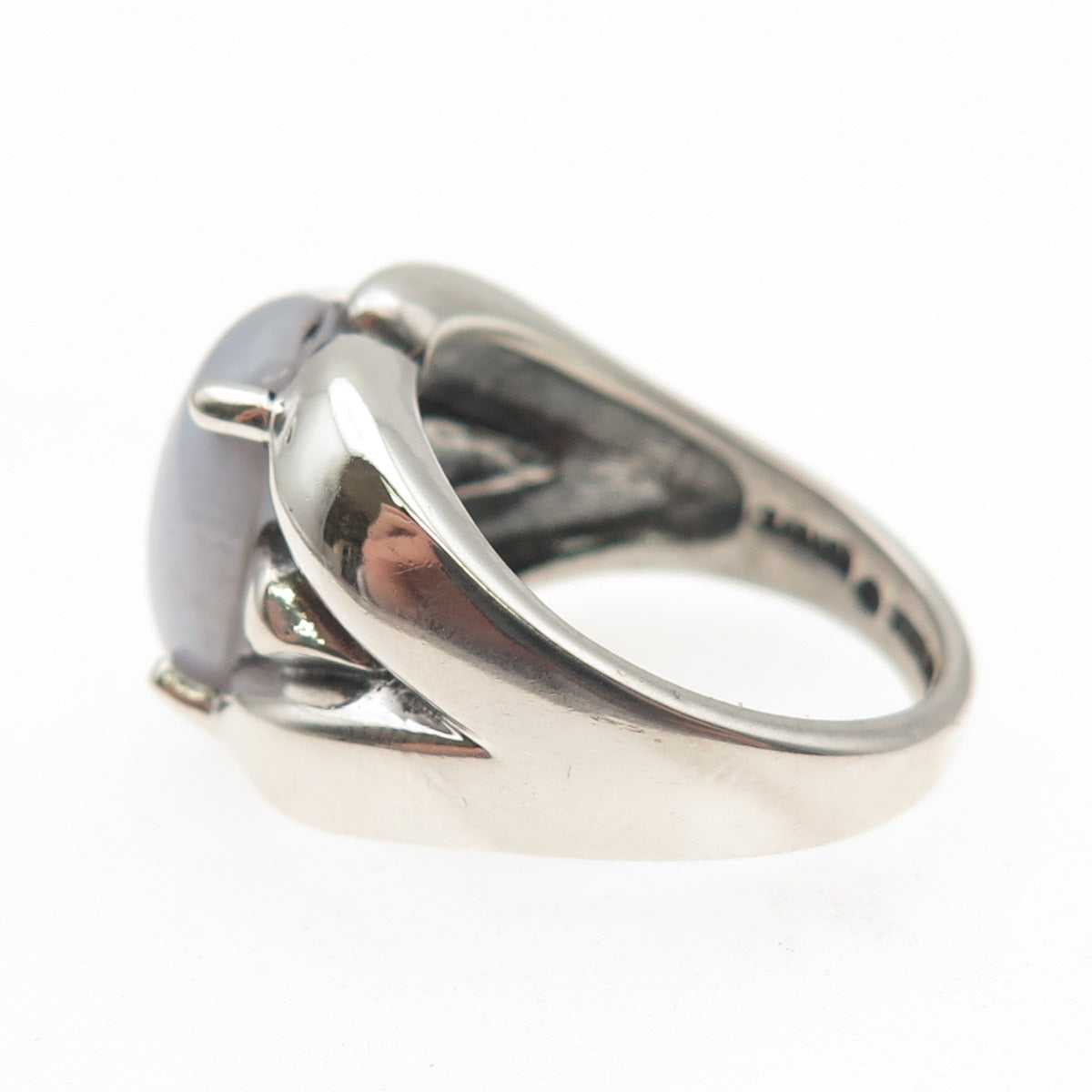 KABANA 925 Sterling Silver Vintage Real Lace Agate Modernist Ring Size 7