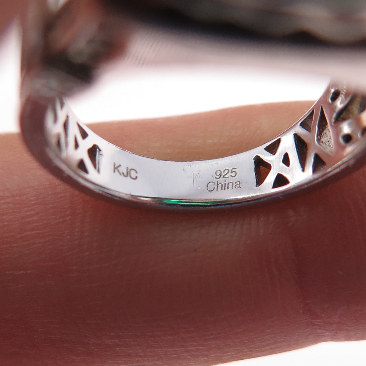 925 Sterling Silver Real Doublet Chrome Diopside & White Topaz Ring Size 6.25