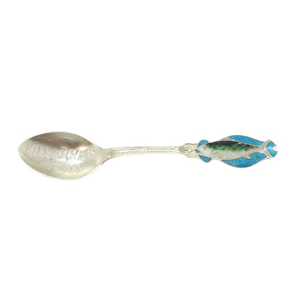 Toronto Jewelry Mfg Co. Sterling Antique Enamel Killarney Man Fish Coffee Spoon