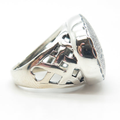 925 Sterling Silver Vintage Italy Etched Wide Ring Size 8.25