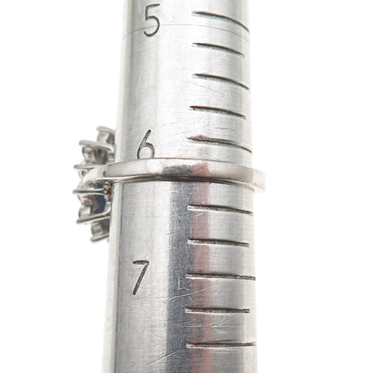 925 Sterling Silver Lab-Created Sapphire & C Z Ring Size 6.25