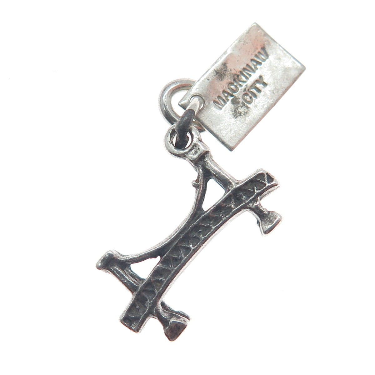 BELL TRADING POST 925 Sterling Vintage Mackinac Bridge Oxidized Charm Pendant