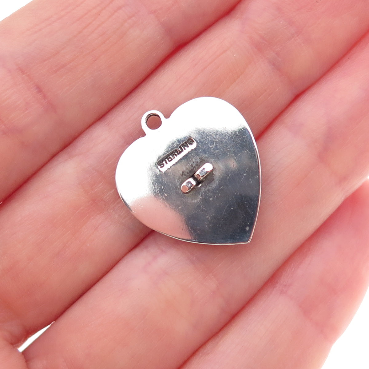 925 Sterling Antique Art Deco Real MOP & Marcasite Star of David Heart Pendant