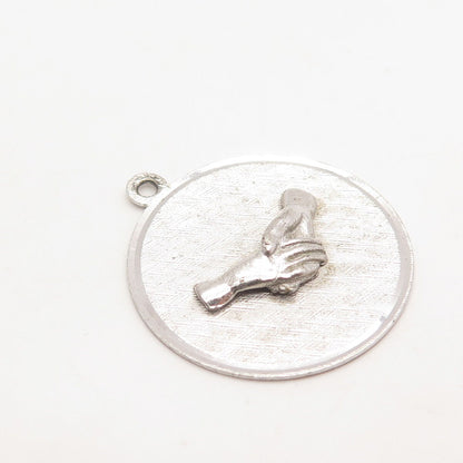 925 Sterling Silver Vintage M&M Charlene Thank You Doris 1873 Handshake Pendant