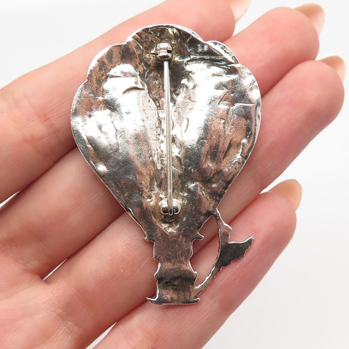 925 Sterling Silver Antique Parachute Pin Brooch