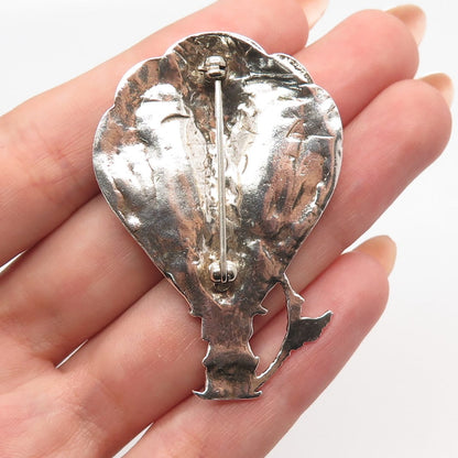 925 Sterling Silver Antique Parachute Pin Brooch
