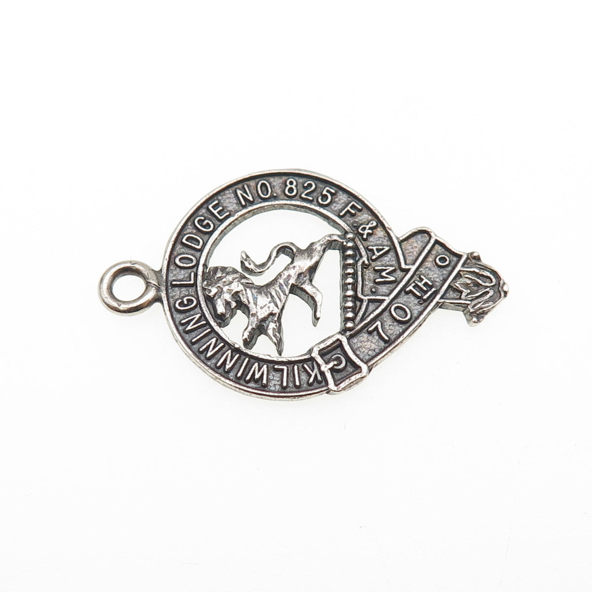 925 Sterling Silver Vintage Kilwinning Lodge #825 Freemasons Oxidized Pendant