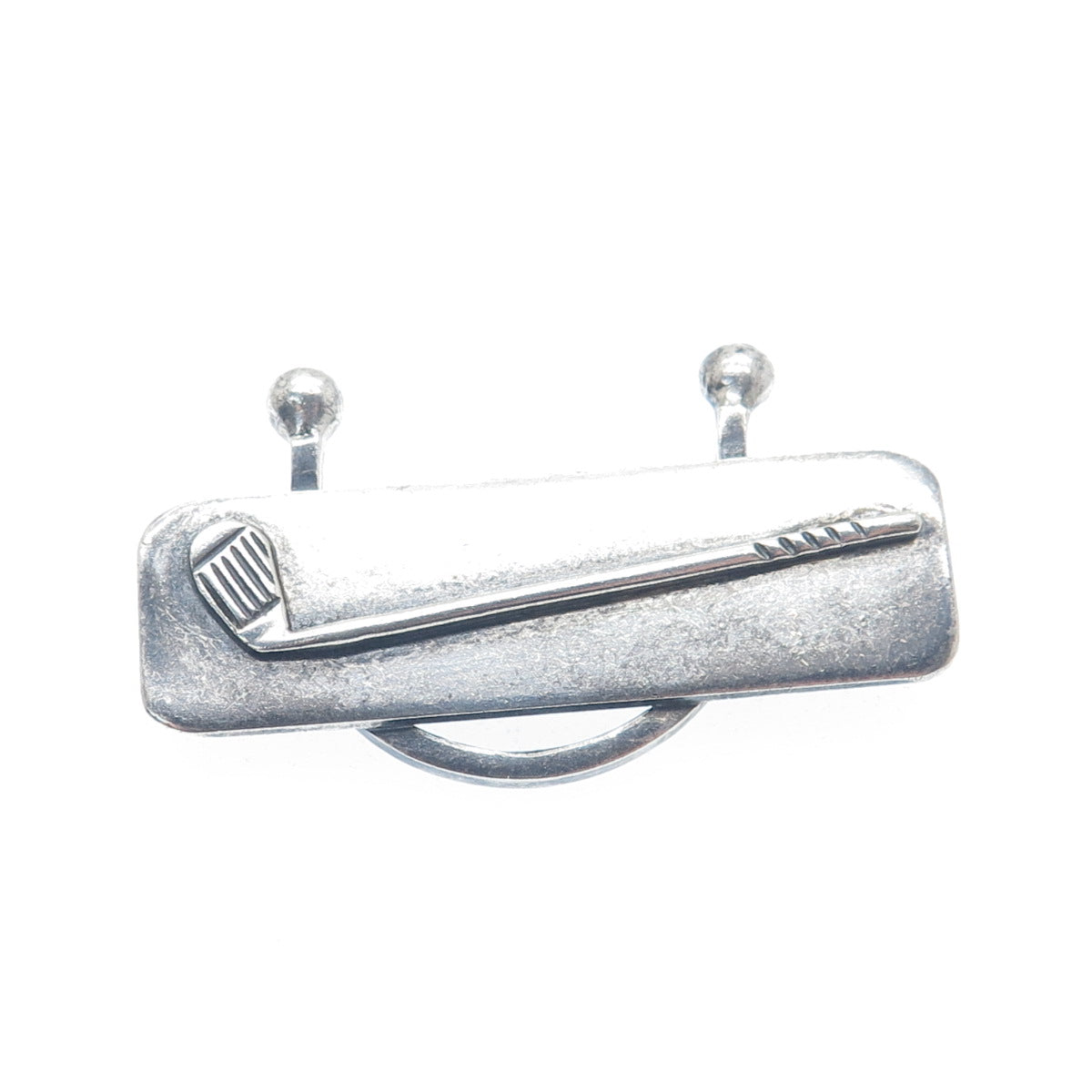 925 Sterling Silver Vintage KLE Handmade Golf Club Oxidized Pin Brooch