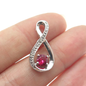 925 Sterling Silver Real Diamond Accent Lab-Created Ruby Infinity Slide Pendant