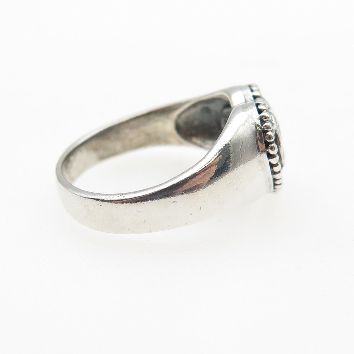 CHARLES WINSTON 925 Sterling Silver Vintage Heart Oxidized Ring Size 8.25