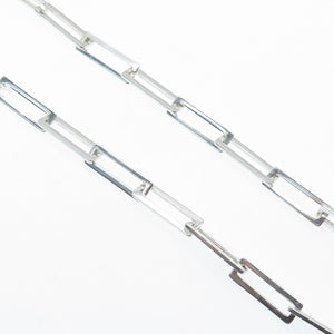 925 Sterling Silver Vintage Italy Modernist Paperclip Chain Necklace 16"