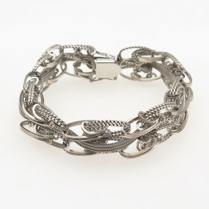 925 Sterling Silver Vintage Modernist Multi-Link Bracelet 6.25"