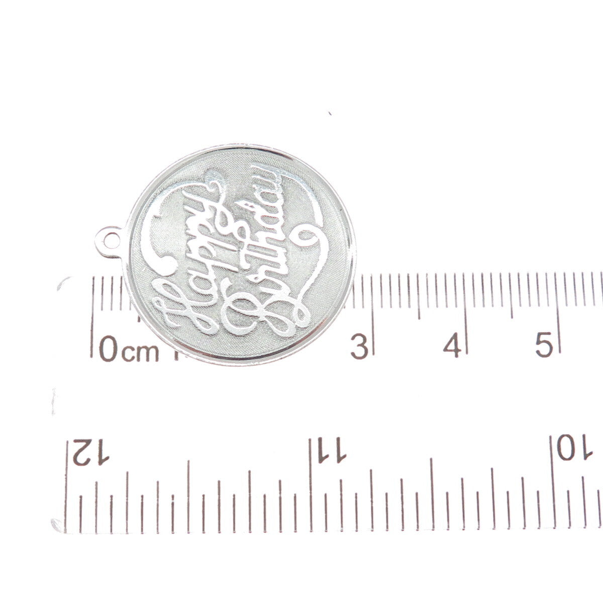 925 Sterling Silver Vintage "Happy Birthday" Round Charm Pendant
