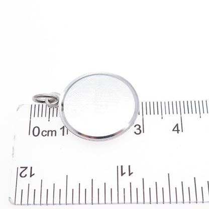 LAMODE 925 Sterling Silver Vintage Round Tag Charm Pendant