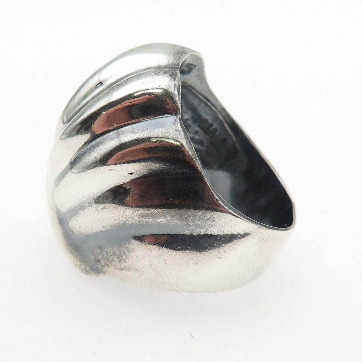 925 Sterling Silver Vintage Mexico Modernist Oxidized Statement Ring Size 10.25