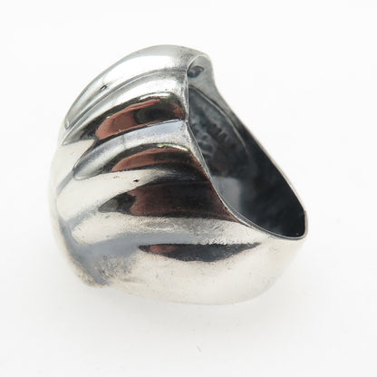 925 Sterling Silver Vintage Mexico Modernist Oxidized Statement Ring Size 10.25