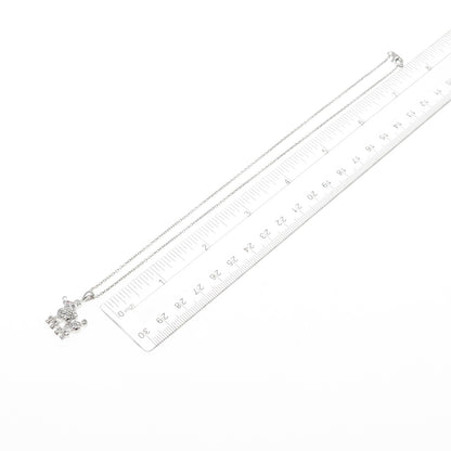 925 Sterling Silver Round-Cut Pink & White C Z Poodle Cable Chain Necklace 16"