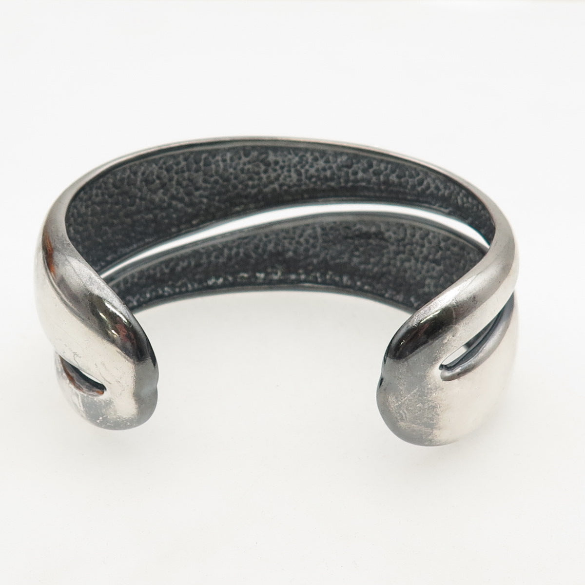 925 Sterling Silver Vintage Modernist Wavy Heavy 57.0g Adjustable Bracelet 7.25"