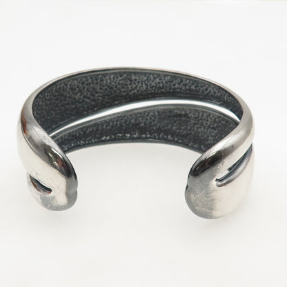 925 Sterling Silver Vintage Modernist Wavy Heavy 57.0g Adjustable Bracelet 7.25"