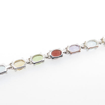 CNA PRANDA Sterling Vintage Topaz Peridot Citrine Amethyst Garnet Bracelet 6.75"