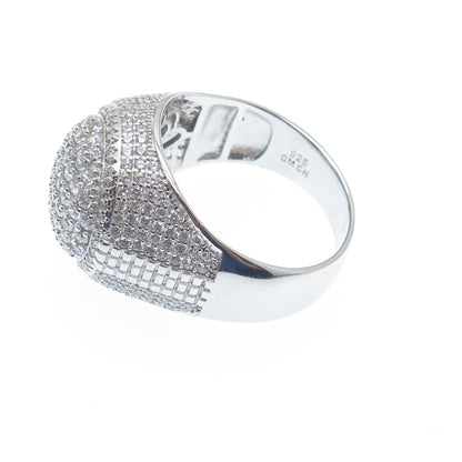 925 Sterling Silver Round-Cut Shaped C Z Sparkle Domed Ring Size 12.5