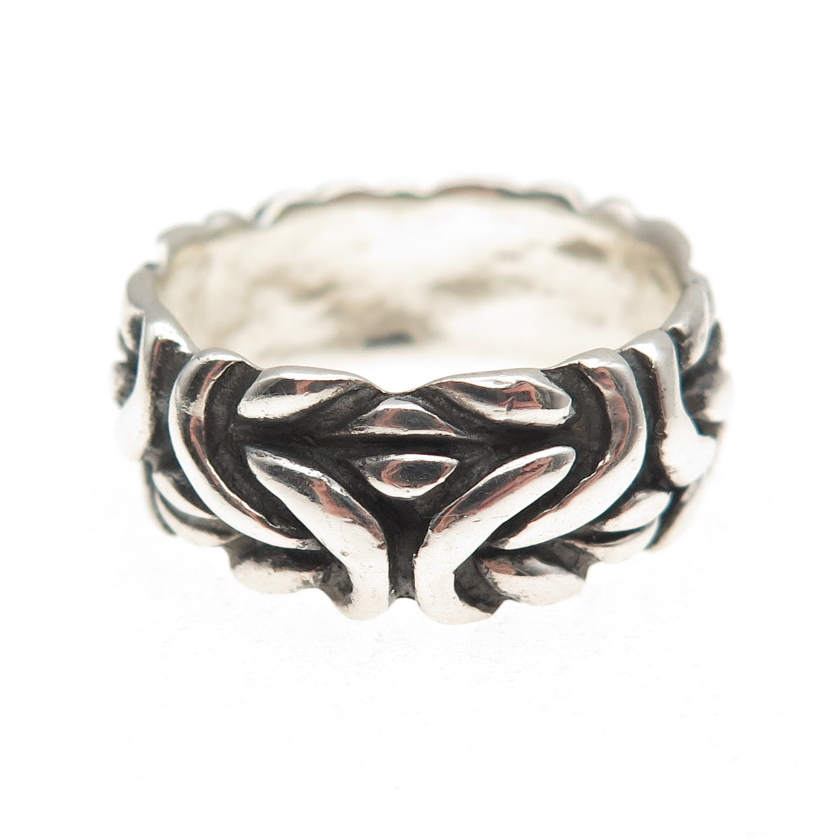 925 Sterling Silver Vintage Byzantine Oxidized Band Ring Size 11.75