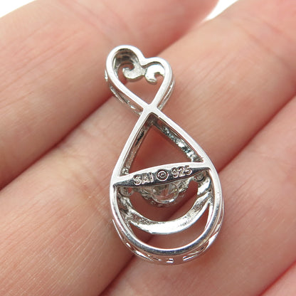 SAI 925 Sterling Silver Round-Cut C Z Infinity Heart Slide Pendant