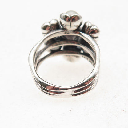 Pandora 925 Sterling Silver Real Pearl Wishful Thinking Ring Size 7.75