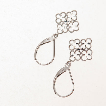 Jacmel Mauritius 14K White Gold Floral Dangle Earrings