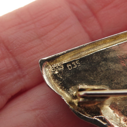 835 Silver Gold Plated Vintage Roman Frieze Pin Brooch