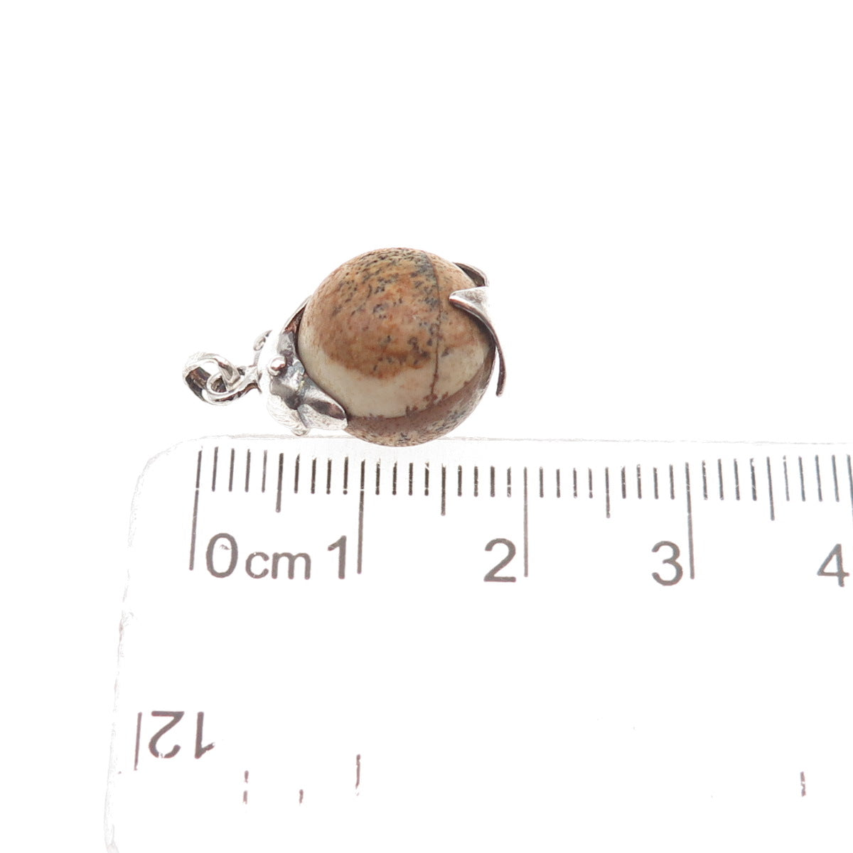 925 Sterling Silver Vintage Real Jasper Dolphin Mini Charm Pendant