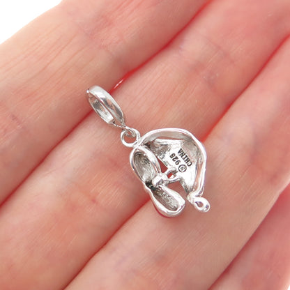 925 Sterling Silver Vintage Red Enamel Bikini Minimalist Charm Pendant